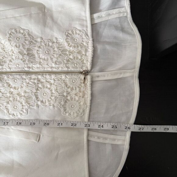 Vintage Anne Fontaine Neoma Jacket Sz 38 Small White Lace Linen Blend Full Zip - Picture 15 of 15